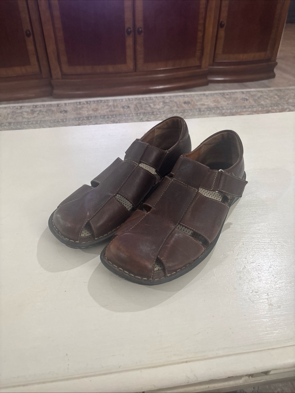 Born Men's Brown Leather Casual Fisherman Sandals Size 13
